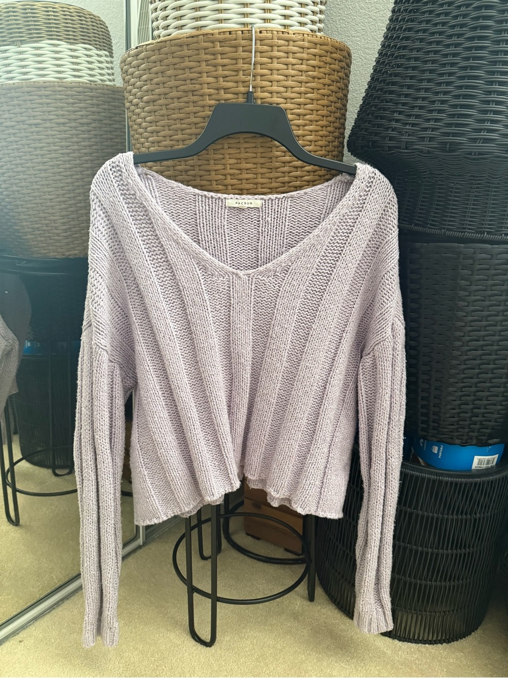 PacSun Lavender V-Neck Ribbed Knit Sweater
